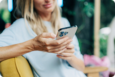 Woman looking at results on phone
